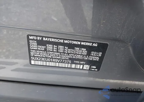 2024 BMW X5 xDrive40I from USA, damaged, VIN 5UX23EU01R9V77375